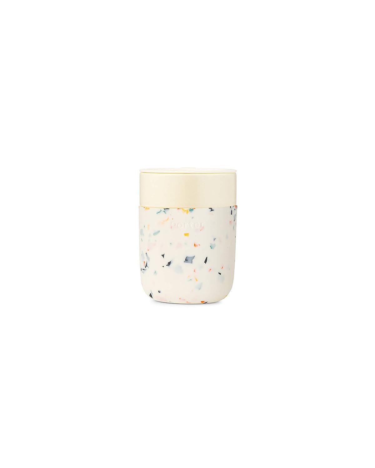 Porter Ceramic Mug w/ Protective Silicone Sleeve, Terrazzo Cream 12 Ounces | On-the-Go | Reusable Cup for Coffee or Tea | Portable | Dishwasher Safe