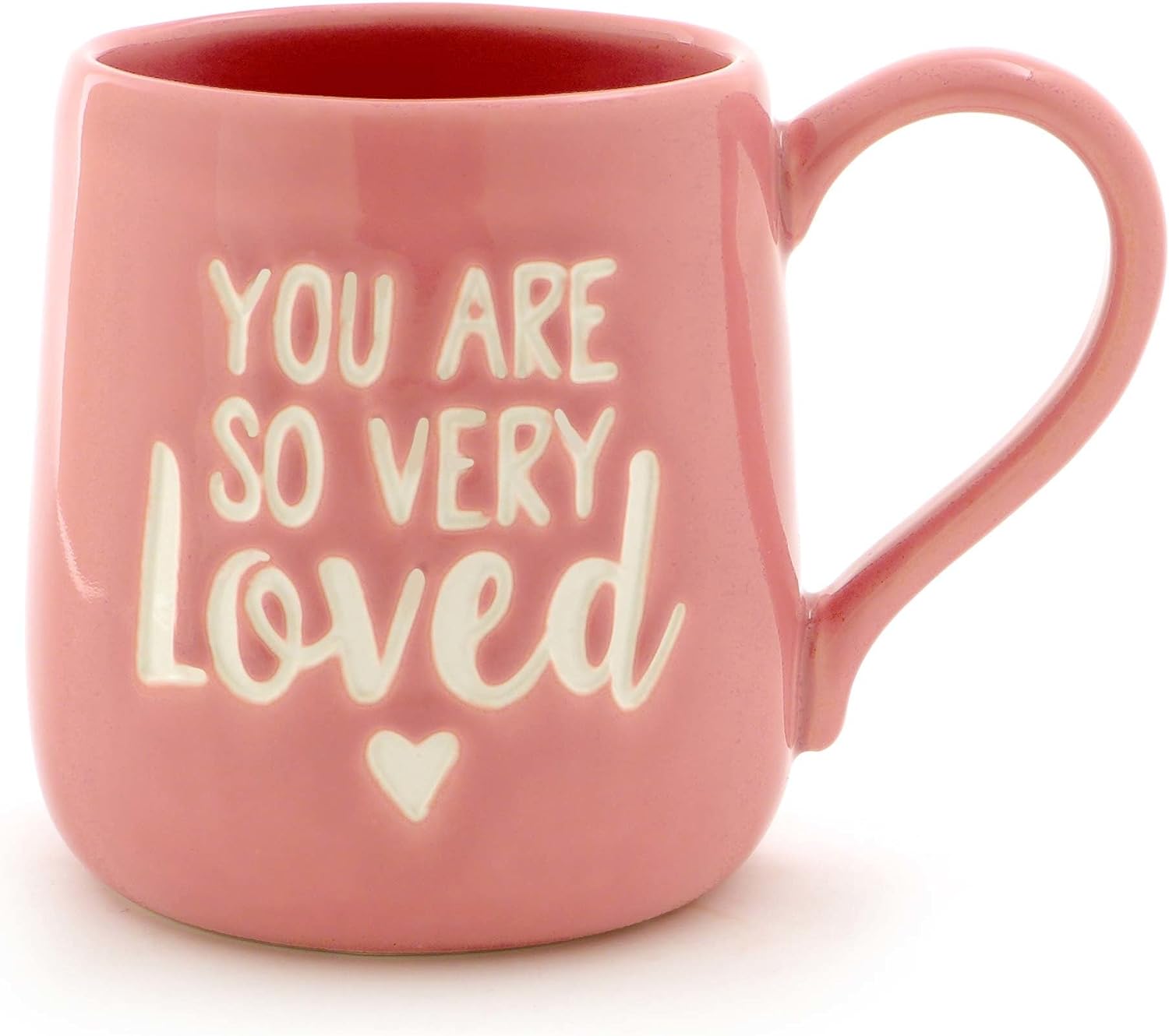 Our Name is Mud “You are Loved” Stoneware Engraved Coffee Mug, 1 Count (Pack of 1), Pink