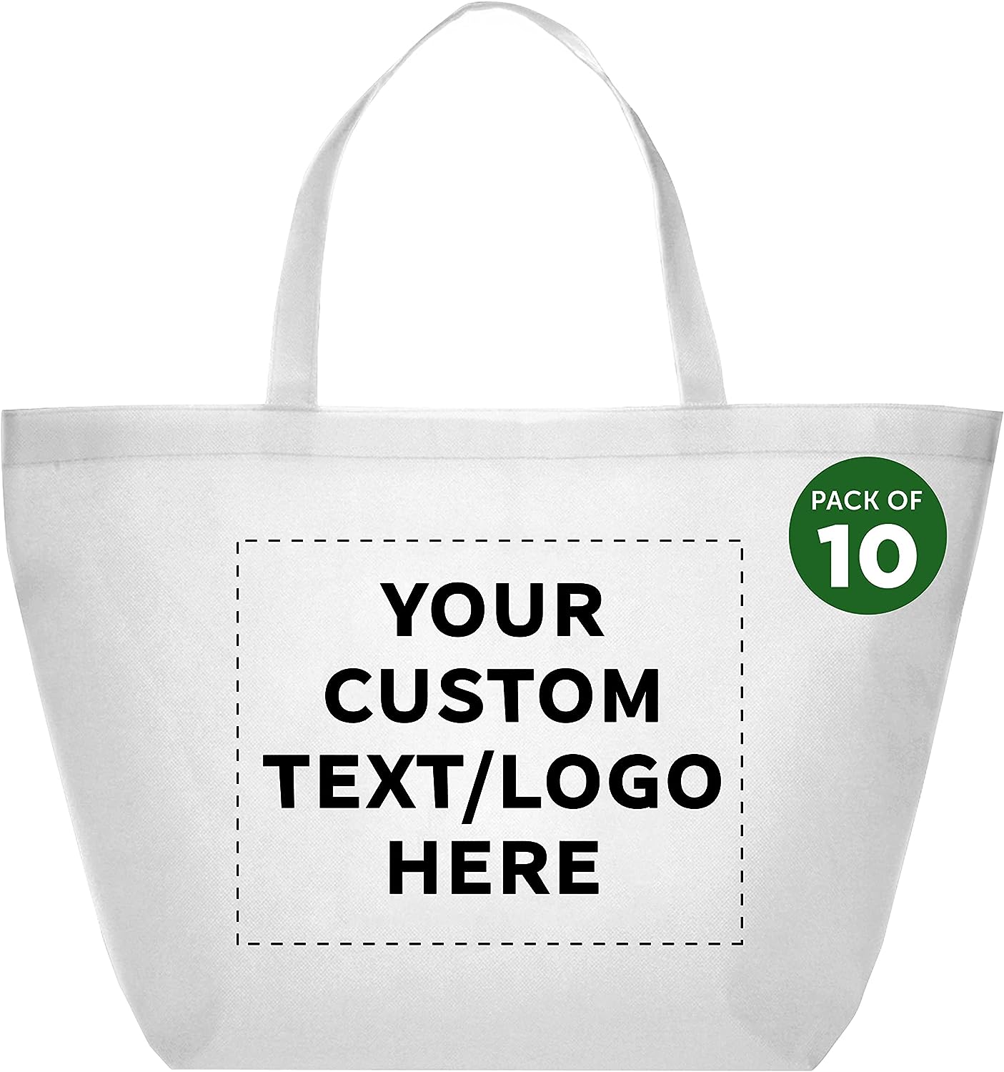 Custom Southern Style Grocery Tote Bags Set of 10, Personalized Bulk Pack – Reusable, Great for Grocery, Shopping, Travel, Carry on Bag – White