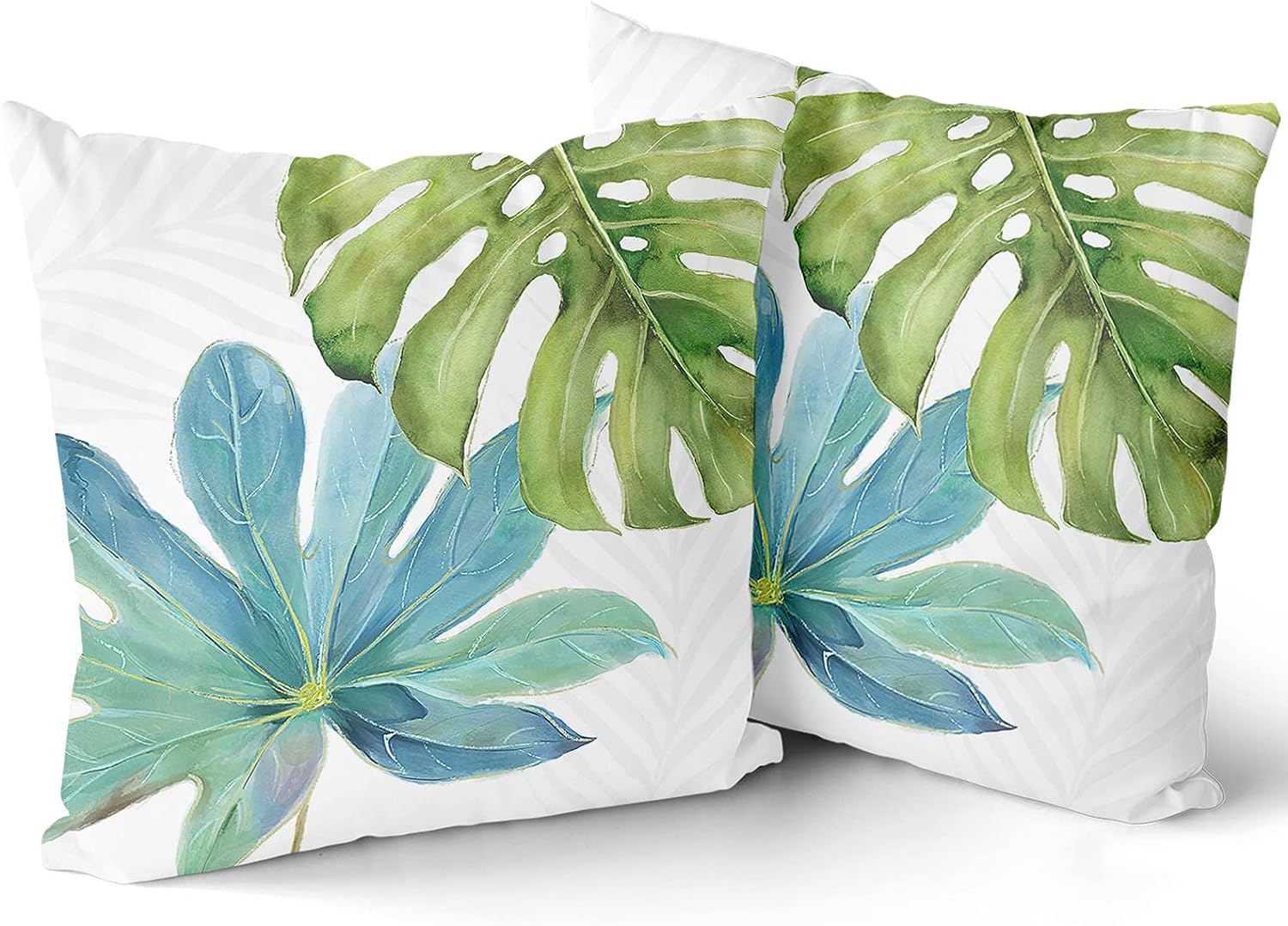 aportt Green Tropical Leaf Pillow Covers 20×20 Inch Monstera Palm Leaves Couch Pillow Cases Botanical Plant Summer Throw Pillows Set of 2 Home Decor for Living Room Bedroom Bed Cushion Outdoor