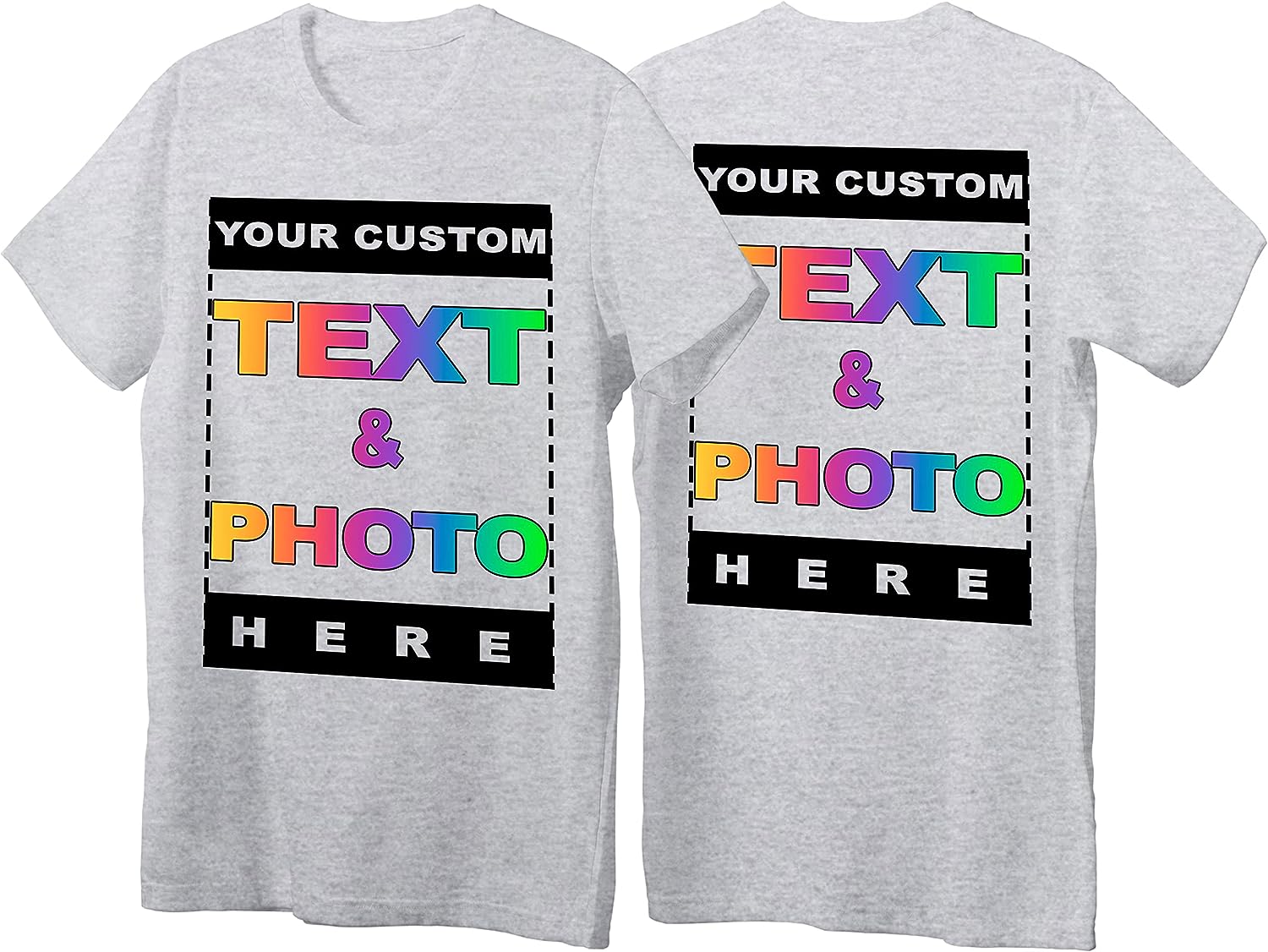 Custom T Shirt – Personalized Unisex Crewneck T-Shirt – Custom Image & Text & Photo – Men Women Adult Front Back Print Shirt