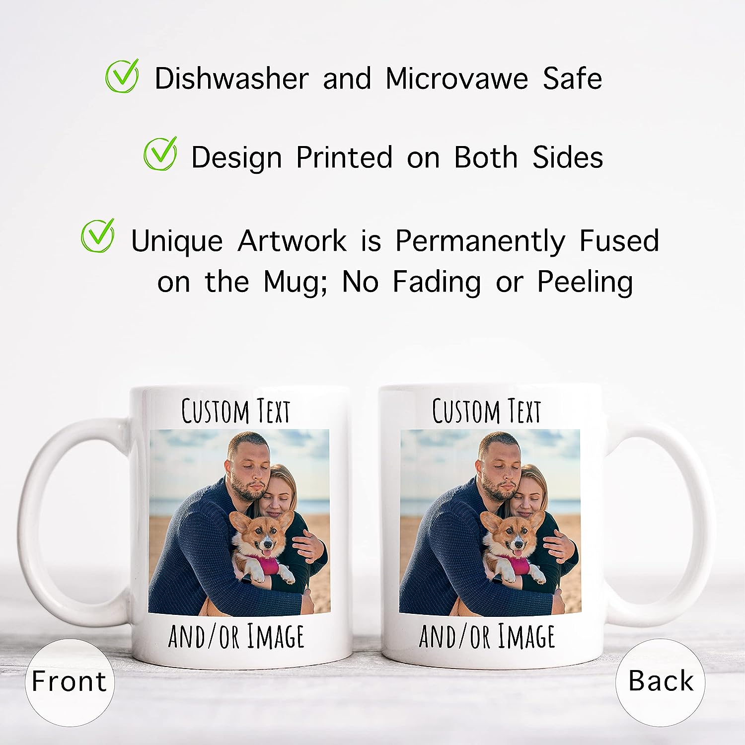 HomeBee Personalized Coffee Mug | Custom Photo Text and Logo Ceramic Mug | Customized 11 Oz Tea Cup for Men & Women | Unique Gift Idea – Taza Personalizadas Design with Picture or Message | White