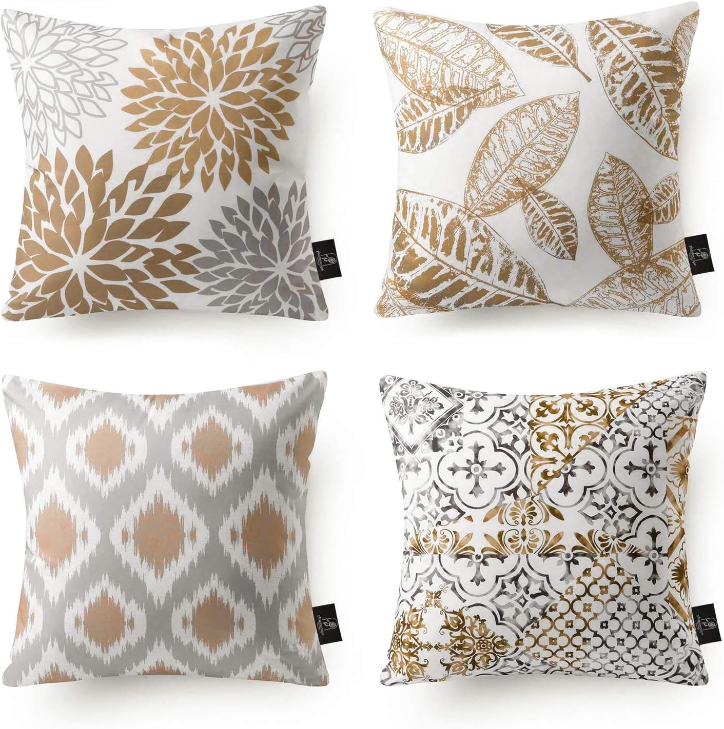 Phantoscope Set of 4 New Living Series Coffee Color Decorative Throw Pillow Case Cushion Cover 20 x 20 inches 50 x 50 cm