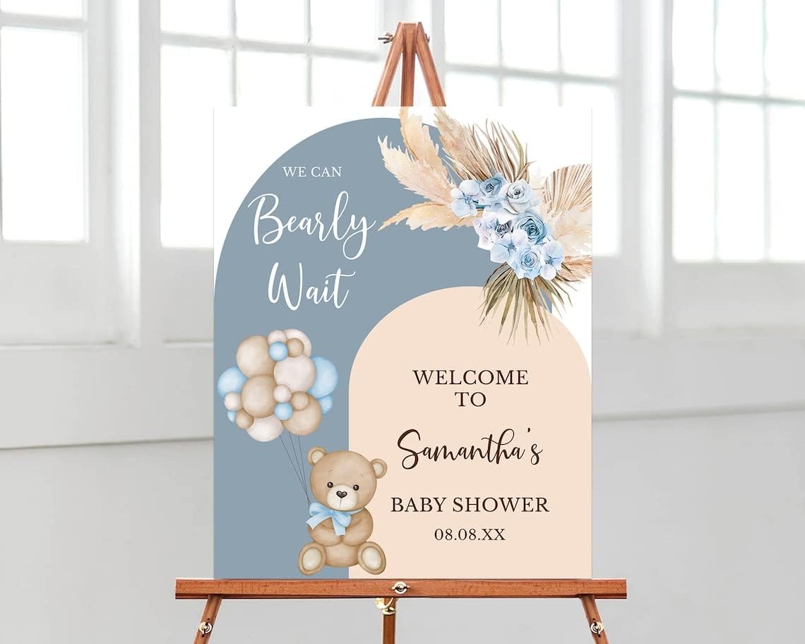 Baby Shower Sign, Baby Shower Welcome Sign, Baby Shower Decorations, Bear Baby Shower Sign, Personalized Baby Shower Banner, Teddy Bear Welcome Sign, Teddy Bear Baby Shower Sign TT26