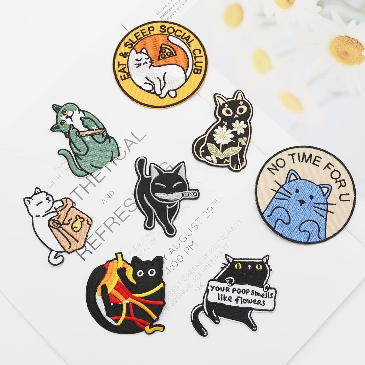 8 pcs Cute Cat Embroidered Patches Iron On Patches Rocket Planet Astronaut Sewing Applique Patches for Clothing Fabric Jackets Jeans DIY Accessory