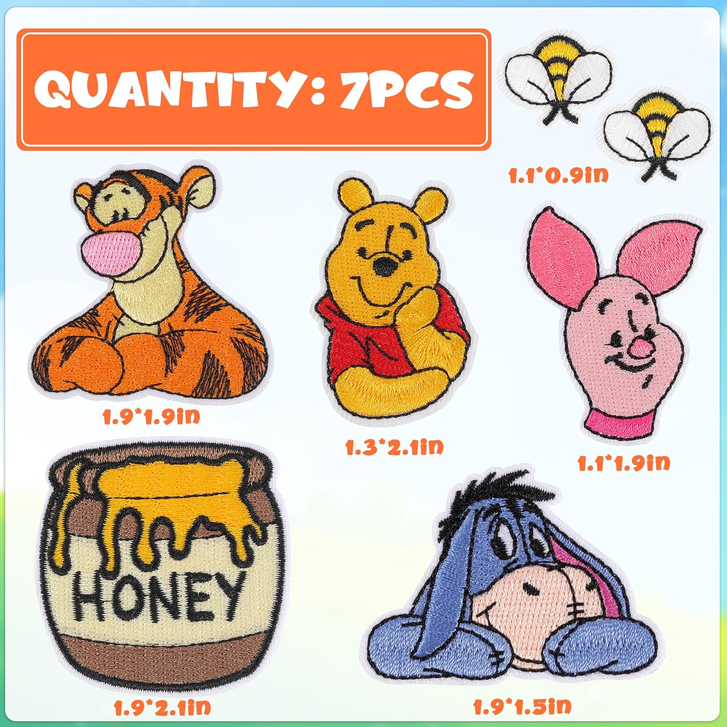 7PCS Animal Iron On Patches, Cute Baby Bear Embroidered Sewing Patches DIY Appliques for Kids Teens Clothing T-Shirts, Jeans