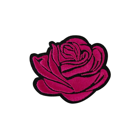 2 3/4″ H Rose Dark Pink Flower Iron on Patches for Clothing, Embroidered Patch Cute for Women Men Kid Girl Boy, Applique Patches for Jean, Hat, Jacket, Backpack, Shoes, Shirt