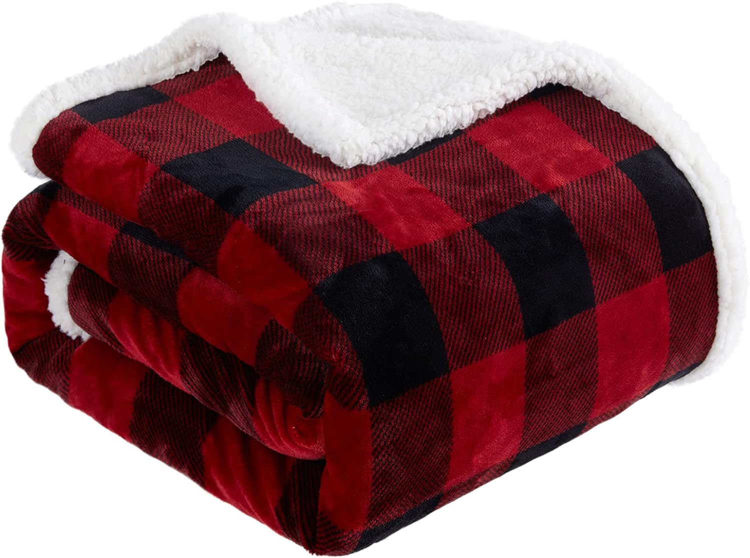 Red and Black Buffalo Plaid Christmas Throw Blanket, Fuzzy Fluffy Soft Cozy Blanket, Fleece Flannel Plush Microfiber Blanket for Couch Bed Sofa (60″ X 70″)