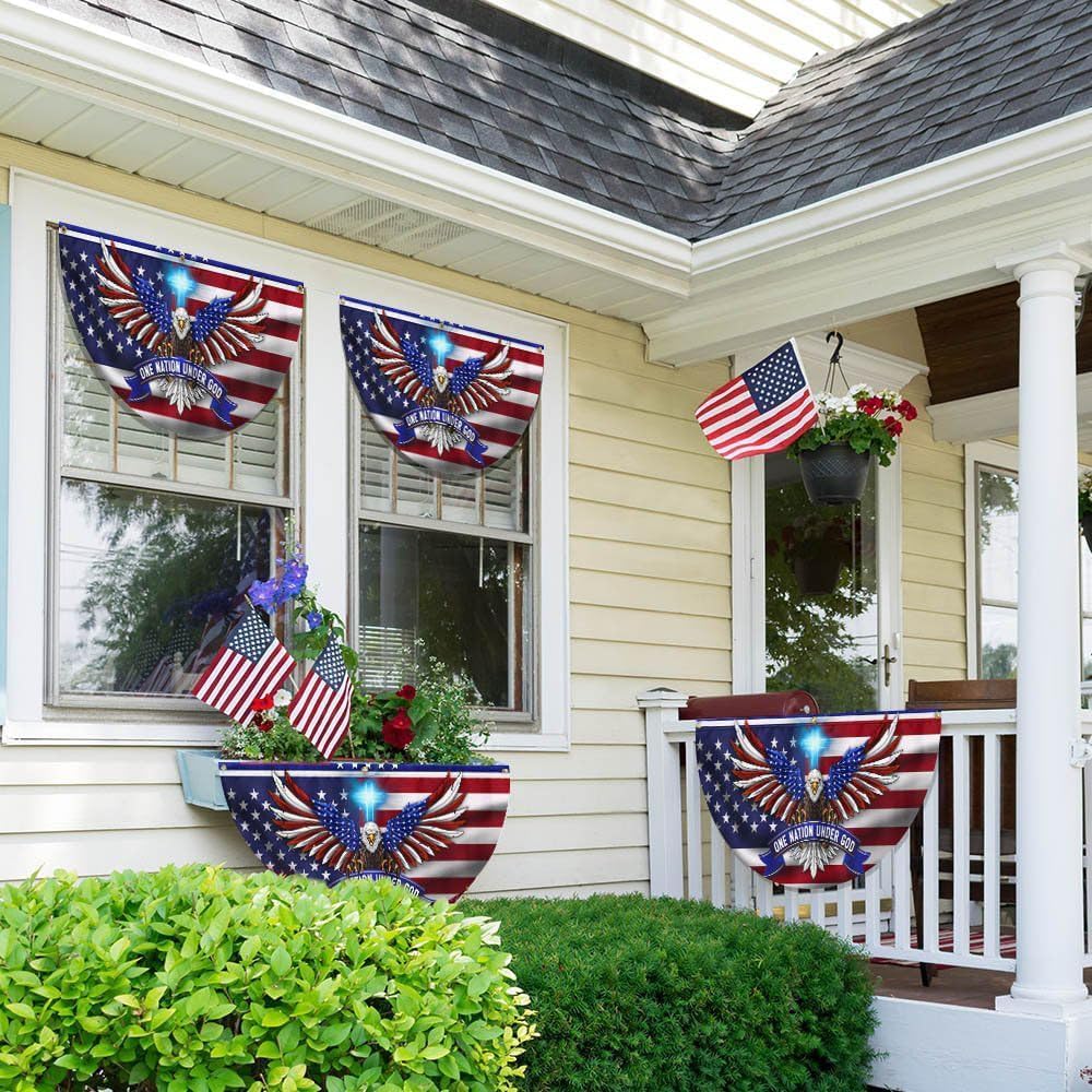 One Nation Under God Patriotic Eagle Non-Pleated Fan Flag, Yard Flag