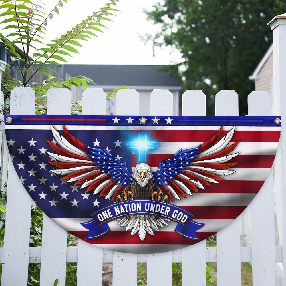 One Nation Under God Patriotic Eagle Non-Pleated Fan Flag, Yard Flag