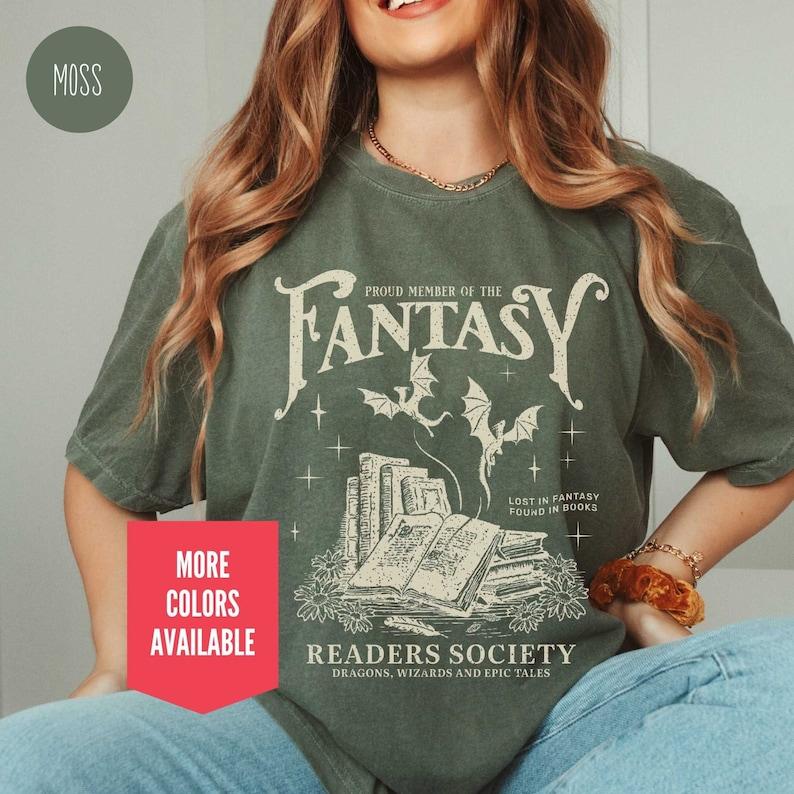 Fantasy Reader Comfort Colors Shirt for Romance Reader Bookish Shirt for Bibliophile Vintage Reading Shirt for Women Gift for Book Lover