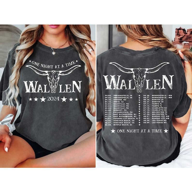 Wallen Tour 2024 T-Shirt, Wallen One Night At A Time Tour T-Shirt, Unisex Garment-Dyed Shirt, Country Music T-Shirt, Cowboy Wallen T-Shirt, Wallen 2024