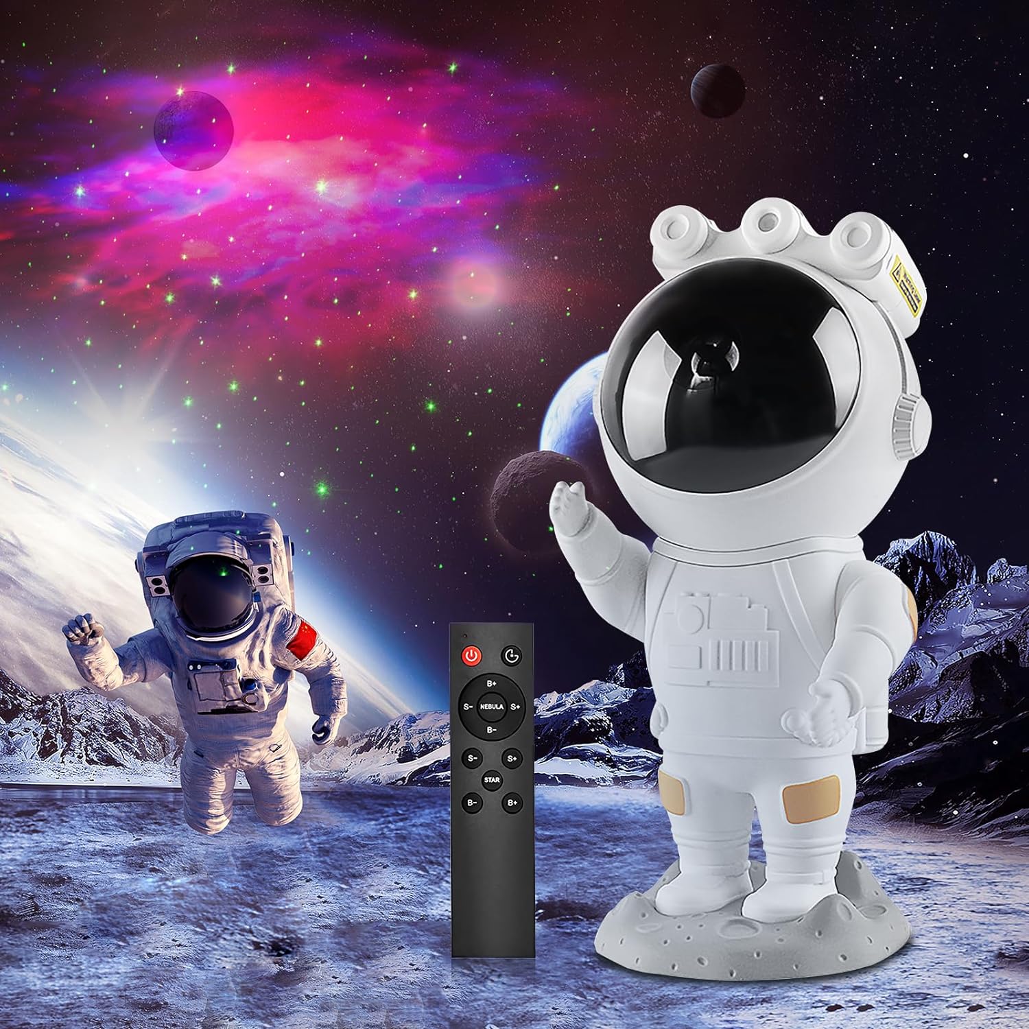 Astronaut Galaxy Star Projector with Nebula, Starry Night Light for Bedroom and Ceiling, Timer and Remote Control Included, Ideal Gift for Kids and Adults.