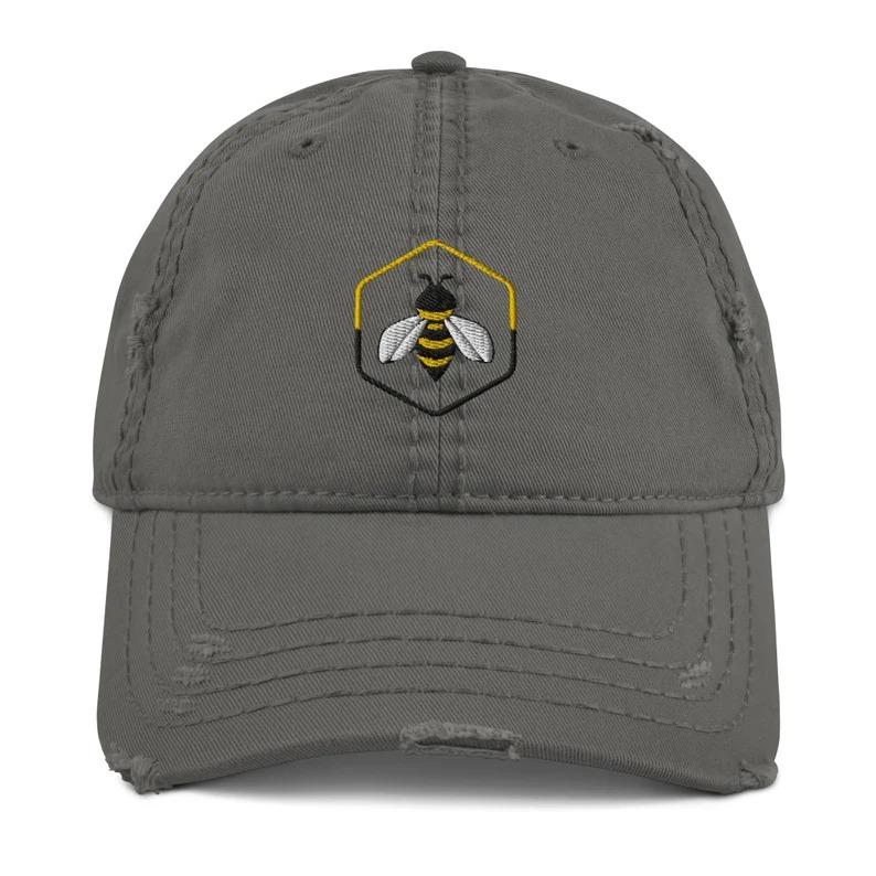 BEE Baseball Hat, Embroidered Dad Cap • Save The Bee Insect Honey , Distressed Dad Hat