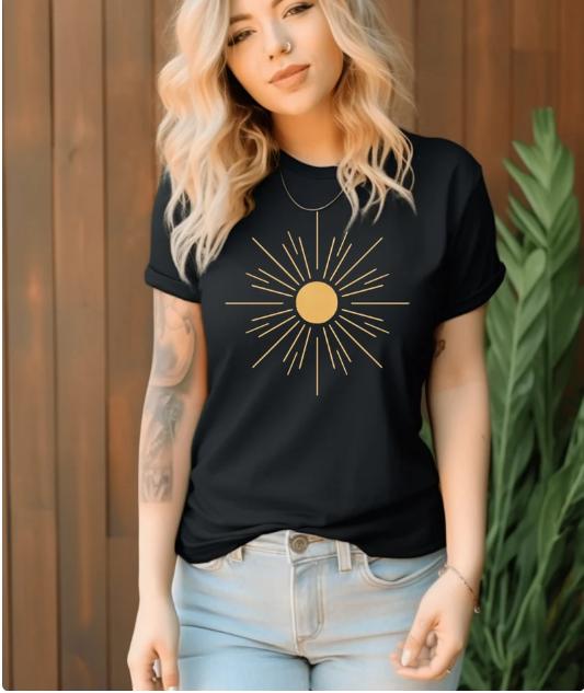 Vintage Sunburst Comfort Colors Shirt, Boho Garment-Dyed T-shirt, Oversized Sun Shirt