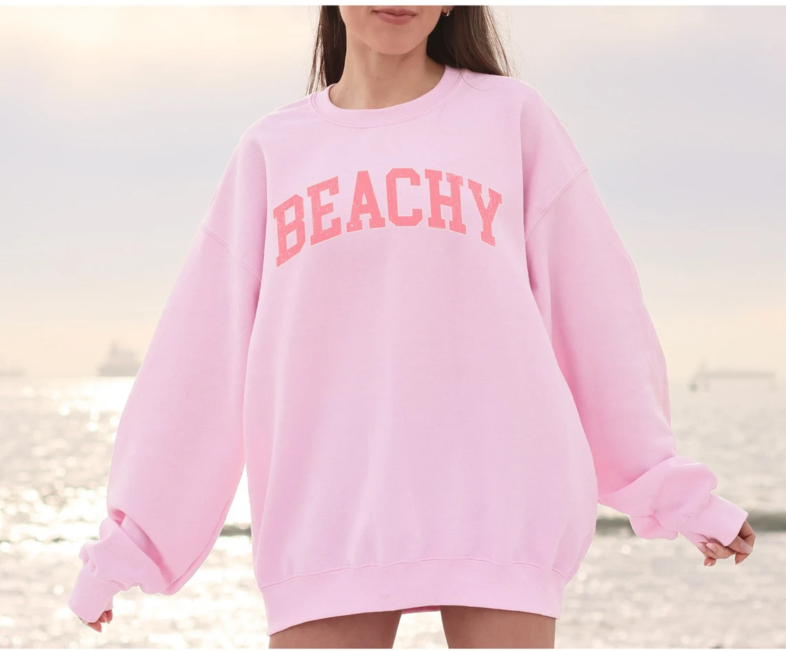 Beachy Sweatshirt, Beach Sweatshirt, Summer Sweatshirt, Gift for Beach Lover, Beach Pullover, Women’s Sweatshirt, Beach Vacation Shirt